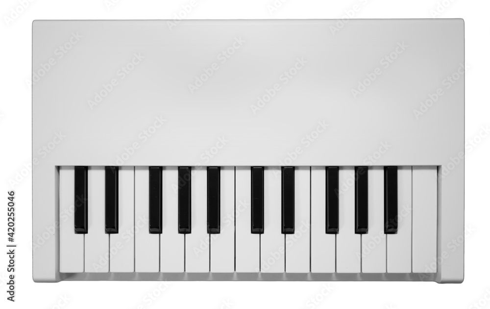 Fototapeta premium White midi keyboard with knobs and pads