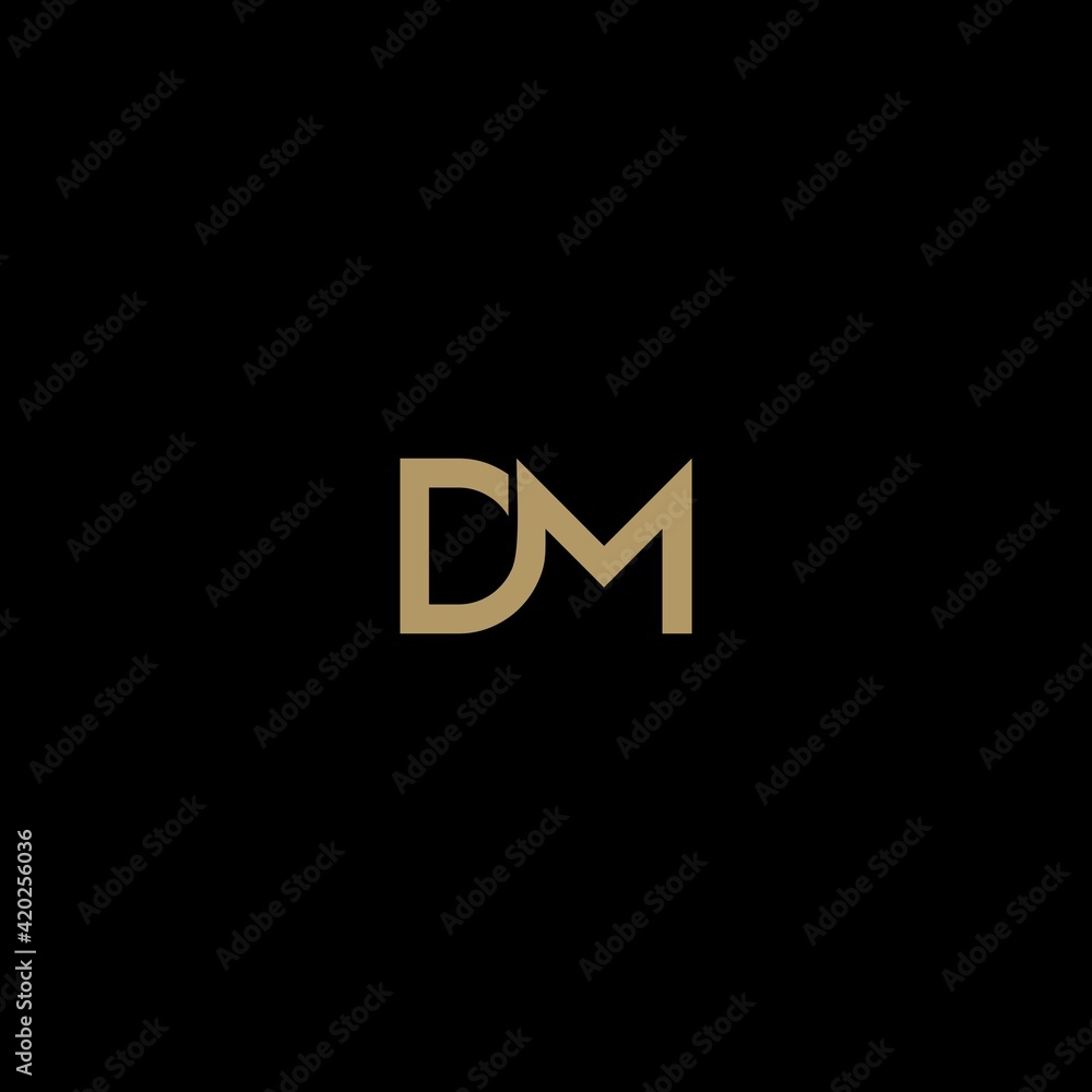 simple monogram letter DM. artistic minimal black and golden color initial based letter icon logo simple monogram letter DM. artistic minimal black and golden color initial based letter icon logo