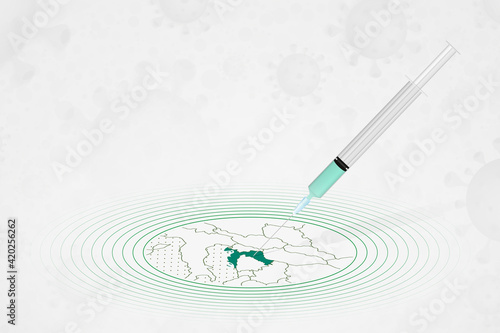 Croatia vaccination concept, vaccine injection in map of Croatia. Vaccine and vaccination against coronavirus, COVID-19.