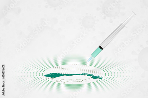 Norway vaccination concept, vaccine injection in map of Norway. Vaccine and vaccination against coronavirus, COVID-19.