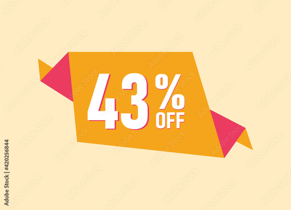43% off offer banner, 43 percent Discount sale banner design 43% off offer banner, 43 percent Discount sale banner design