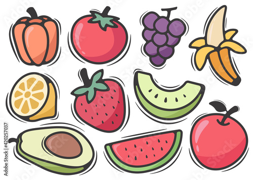 set of fruit element vector