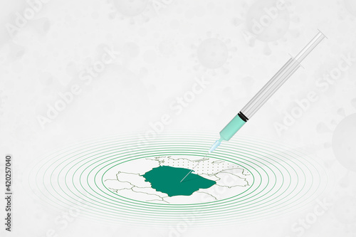 Poland vaccination concept, vaccine injection in map of Poland. Vaccine and vaccination against coronavirus, COVID-19.