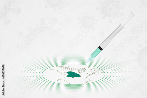 Lithuania vaccination concept, vaccine injection in map of Lithuania. Vaccine and vaccination against coronavirus, COVID-19.