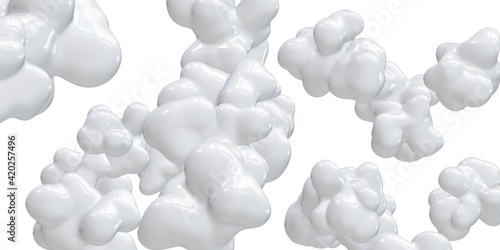 Geometry Free form abstract liquid white glossy 3d illustration