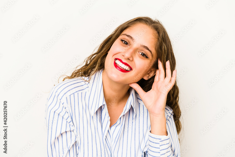 Young curly cute caucasian woman closeup face Young curly cute caucasian woman closeup face