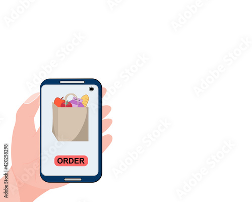 Online delivery service on mobile concept, online order shopping, grocery, tracking, Delivery home and office.  Vector illustration