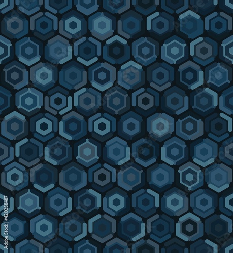Honeycomb inspired abstract geometric seamless pattern of hexagons