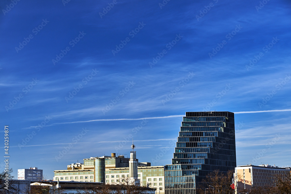 Panorama of the city with modern buildings and towers