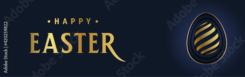 Premium Easter design, ‘’Happy Easter ‘’ text message on the luxury background for cover, invitation, poster, banner, flyer, placard. Minimal template design for branding, advertising.