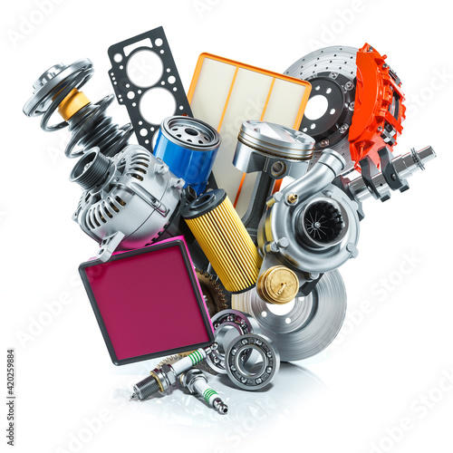Cuadro en lienzo Auto parts logo. 3D render on white background