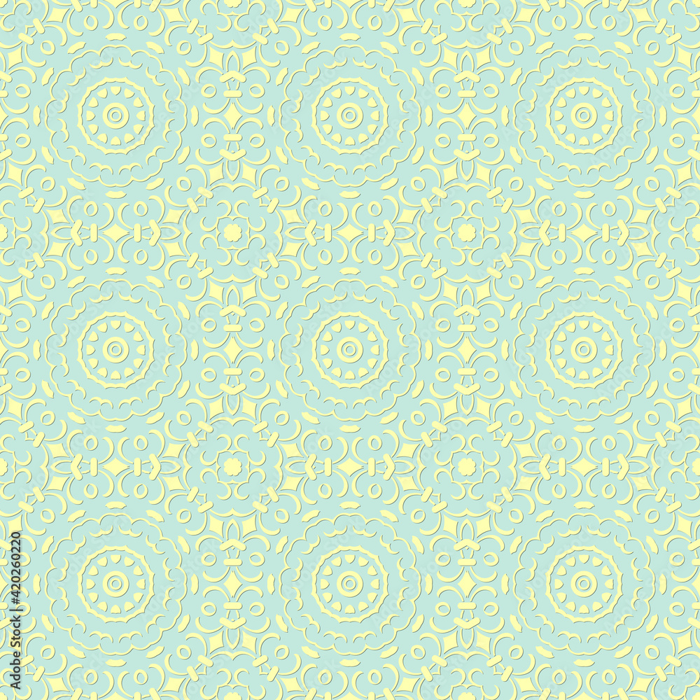 Light Color Seamless Pattern with mandala.Seamless Background design.Ornamental design.Floral pattern tiles.