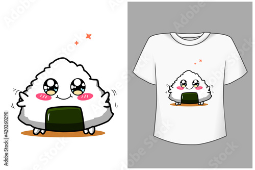 Mockup cute smile sushi cartoon illustration