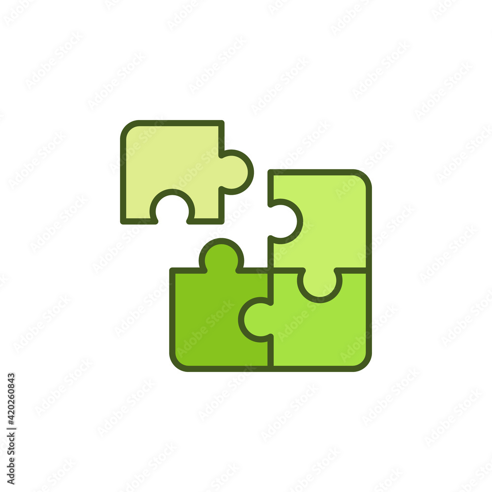 Vector Puzzle Pieces concept green minimal icon