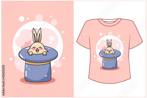 Mockup rabbit in a hat cartoon illustration