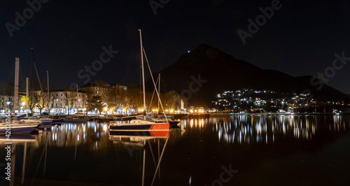 Wallpaper Mural the long lake of Lecco illuminated at night Torontodigital.ca