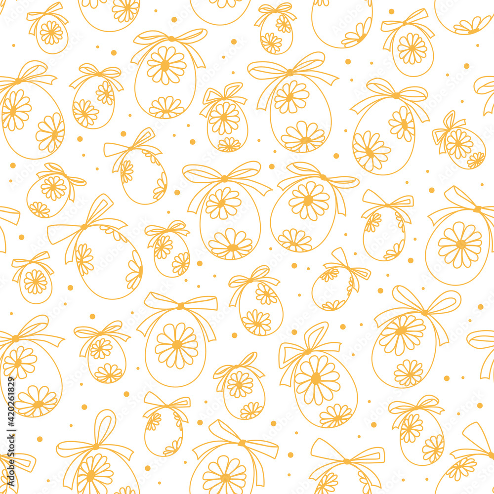 Rustic seamless pattern on the theme of Easter. Graphic vector pattern with holiday eggs for printing on fabric, paper for scrap booking, gift wrapping and wallpaper. Easter background with design