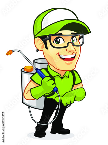 pest control mascot cartoon in vector