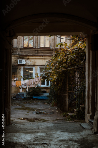 entrance to the courtyard through the arch. city ​​walk © Denis Chubchenko