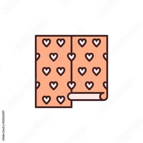 Colored Wallpaper Roll with Heart Texture vector icon