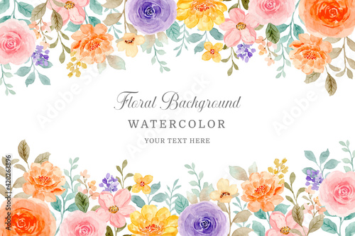 Colorful watercolor rose flower background