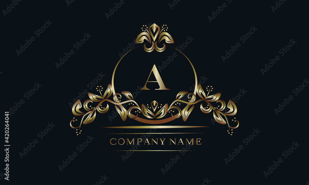 Elegant bronze monogram with the letter A. Exquisite business sign, identity for a hotel, restaurant, jewelry.