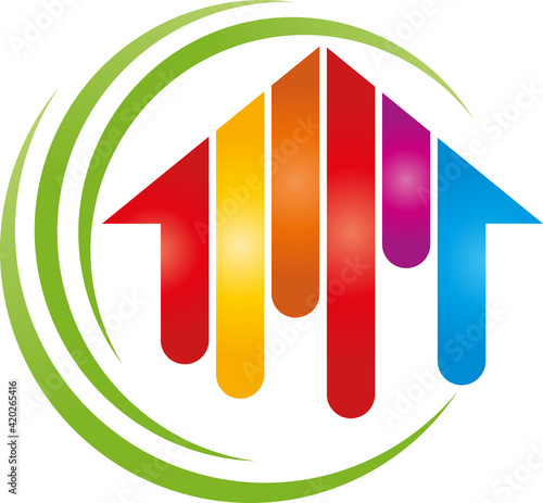 Haus in Farbe, Farbig, Maler, Logo