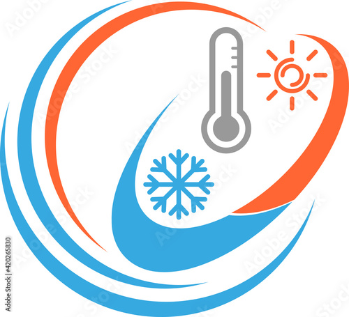 Thermometer, Sonne und Schneeflocke, Temperatur Logo