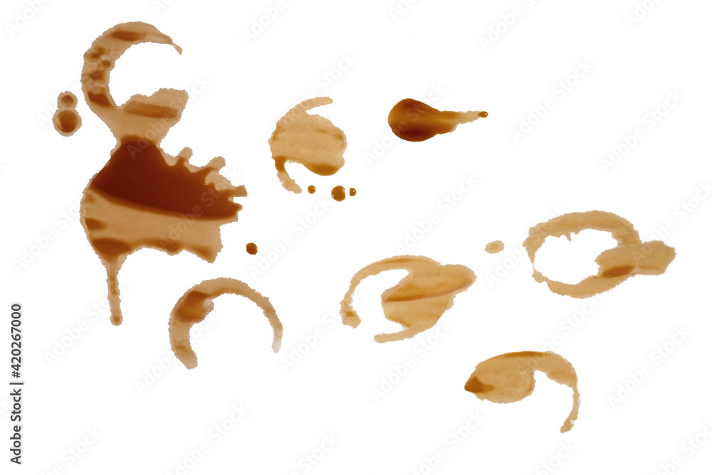Fototapeta premium Coffee stains isolated on white background.