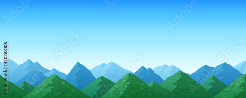 山の風景イラスト_シームレスな背景