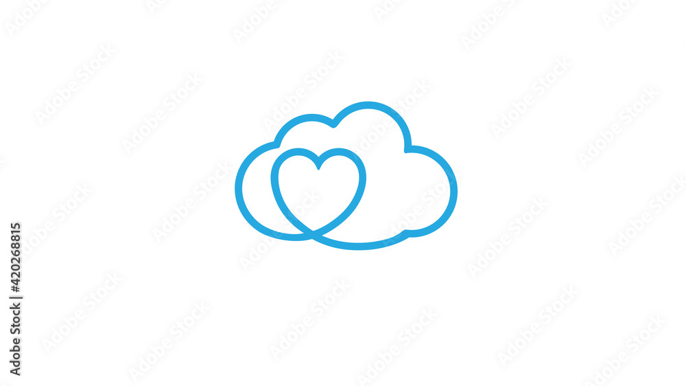 Creative Blue Cloud Heart Love Symbol Logo Vector Creative Blue Cloud Heart Love Symbol Logo Vector
