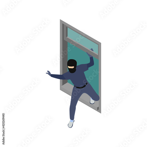 Window Robbery Isometric Composition