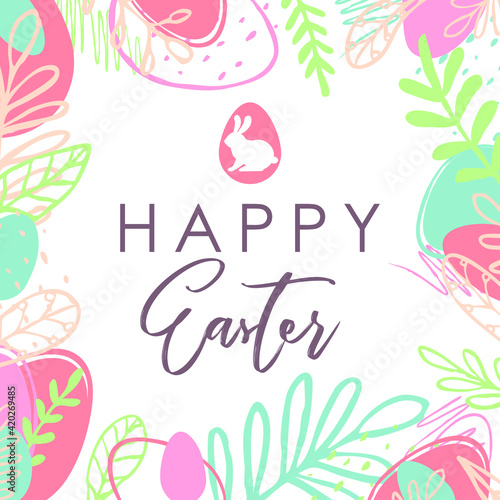 Easter. Easter eggs. Trendy vector art template suitable for social media posts, mobile apps, banners design. Spring holidays. Happy Easter © Ksania Designer