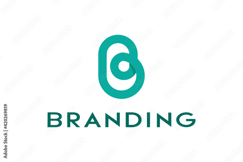 Letter B green colour round logo