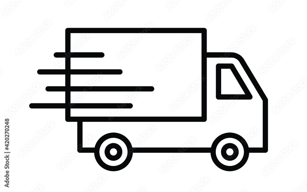 Shipping fast delivery truck icon symbol, Pictogram flat outline design for apps and websites, Isolated on white background, Vector illustration Shipping fast delivery truck icon symbol, Pictogram flat outline design for apps and websites, Isolated on white background, Vector illustration