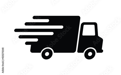 Shipping fast delivery truck icon symbol, Pictogram flat design for apps and websites, Track and trace processing status, Isolated on white background, Vector illustration