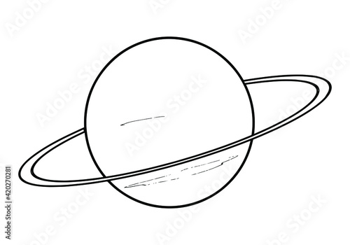 Drawing of Uranus - hand sketch of planet of the Solar System