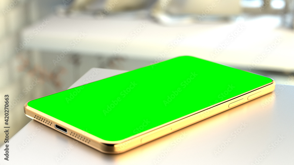 phone with green screen, connection concept - industrial 3d rendering phone with green screen, connection concept - industrial 3d rendering