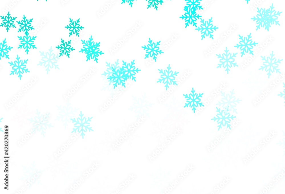 Light Green vector pattern with christmas snowflakes, stars.