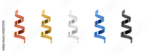 Vector 3d glossy realistic serpentine. Colorful design elements.