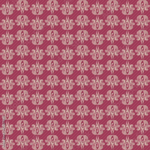 pattern, classic pattern of pink color on a burgundy background, vector illustration,