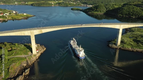 Bridge over Whirlpools of the maelstrom of Saltstraumen, Nordland, Norway. Beautiful Nature Norway natural landscape.
