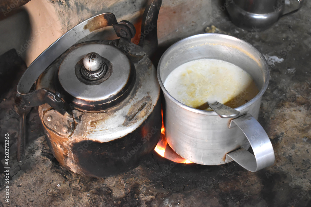 Road side tea stall . Road side tea stall .