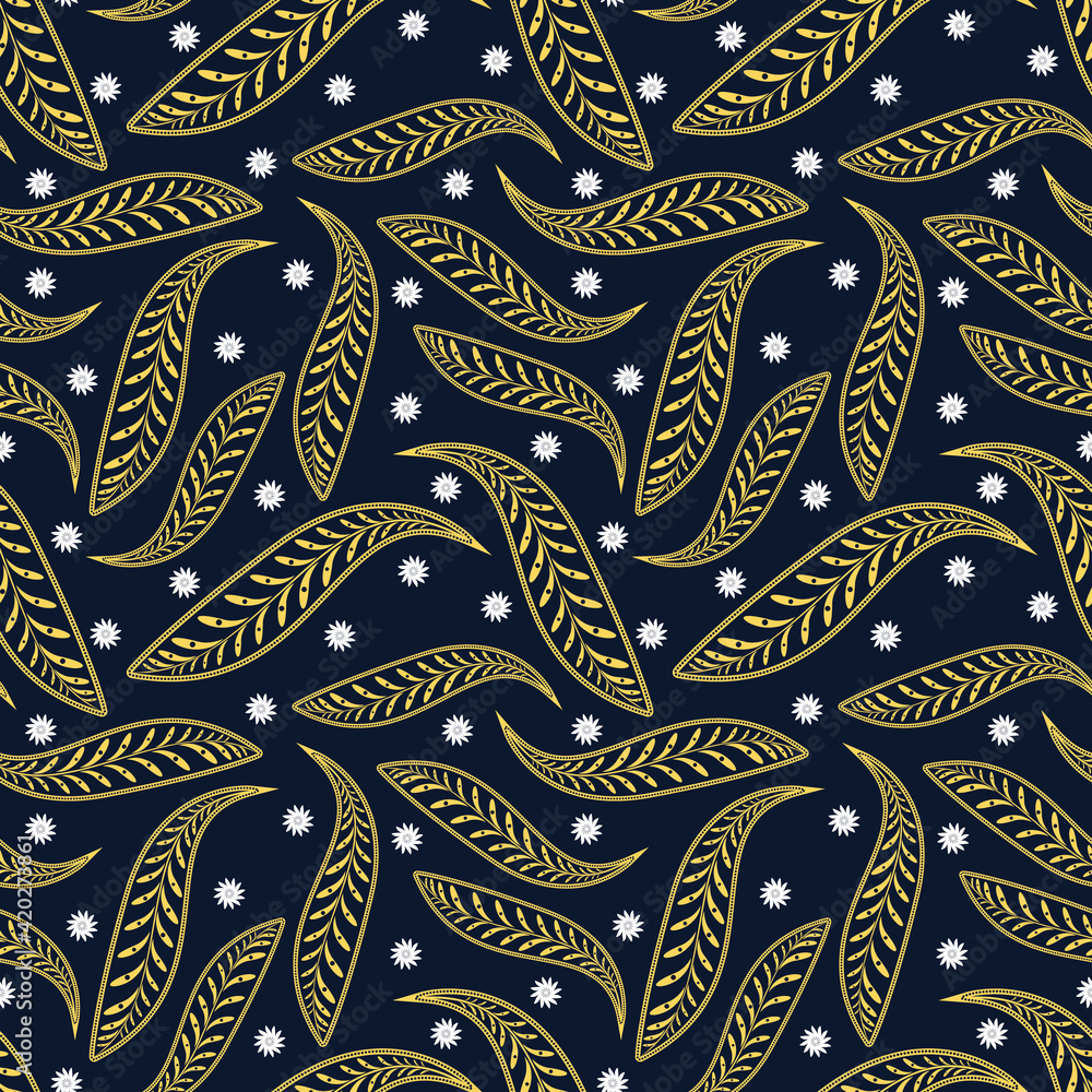 Seamless pattern with flower vector Illustration, batik style 