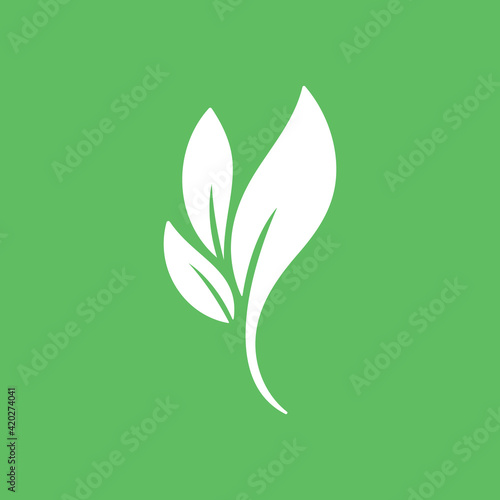 Plant and leaves icon. Leaf symbol of ecology, enviroment and nature. Vegetarian and vegan pictogram design.