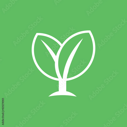 Plant and leaves icon. Leaf symbol of ecology, enviroment and nature. Vegetarian and vegan pictogram design.