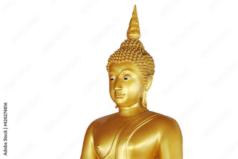 Golden buddha on a white background