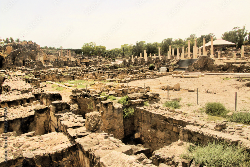 A view of the Old Roman Fortress of Beit Shean in Israel