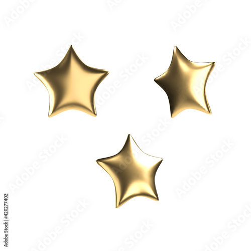 Vector 3d golden star. Realistic gold isolated object.
