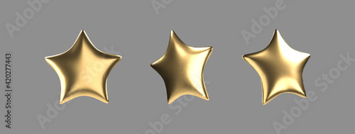 Vector 3d golden star. Realistic gold isolated object.